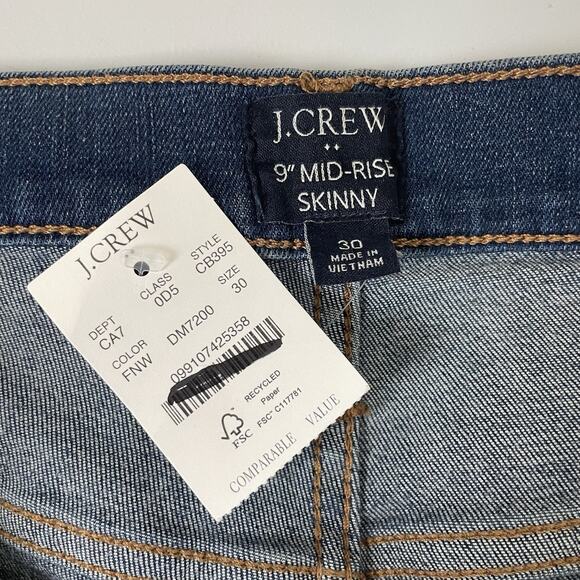 J. Crew Factory 9" mid-rise skinny jean in signature stretch 30 CB396 Navy - Picture 4 of 12